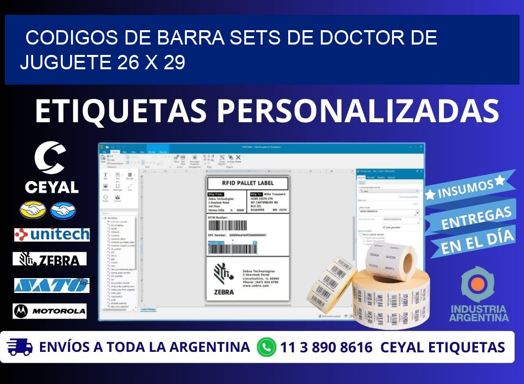 CODIGOS DE BARRA SETS DE DOCTOR DE JUGUETE 26 x 29