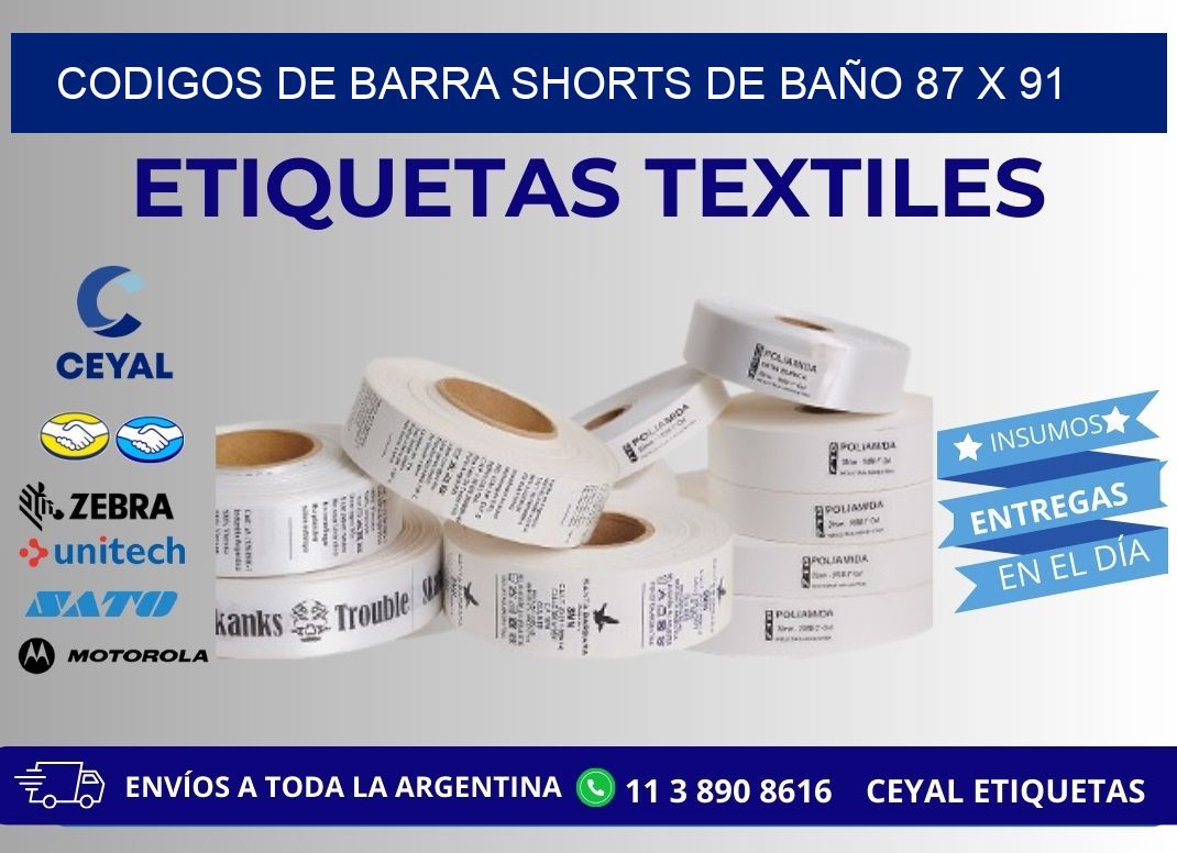 CODIGOS DE BARRA SHORTS DE BAÑO 87 x 91