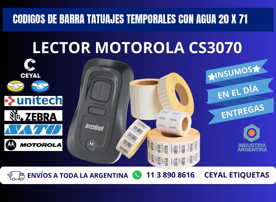 CODIGOS DE BARRA TATUAJES TEMPORALES CON AGUA 20 x 71