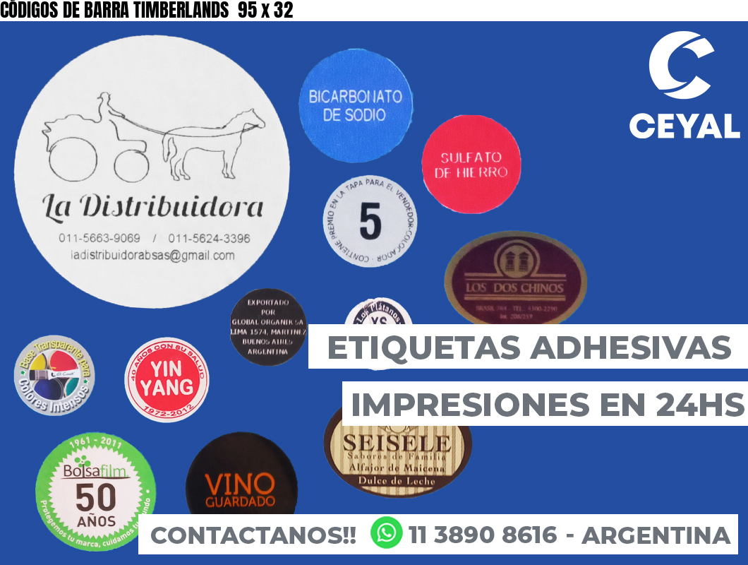 CÓDIGOS DE BARRA TIMBERLANDS  95 x 32