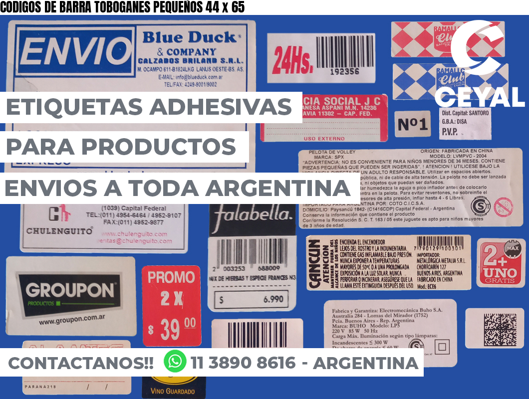 CODIGOS DE BARRA TOBOGANES PEQUEÑOS 44 x 65