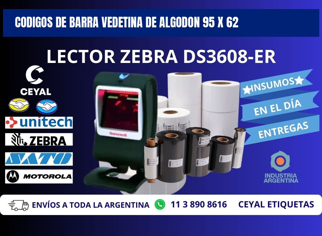 CODIGOS DE BARRA VEDETINA DE ALGODON 95 x 62