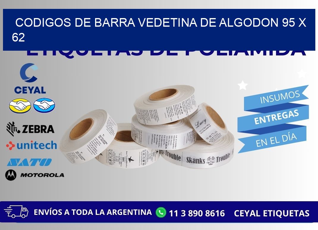 CODIGOS DE BARRA VEDETINA DE ALGODON 95 x 62