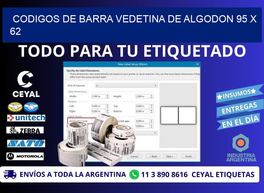 CODIGOS DE BARRA VEDETINA DE ALGODON 95 x 62