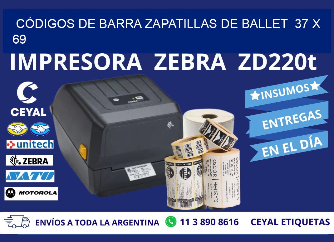 CÓDIGOS DE BARRA ZAPATILLAS DE BALLET  37 x 69