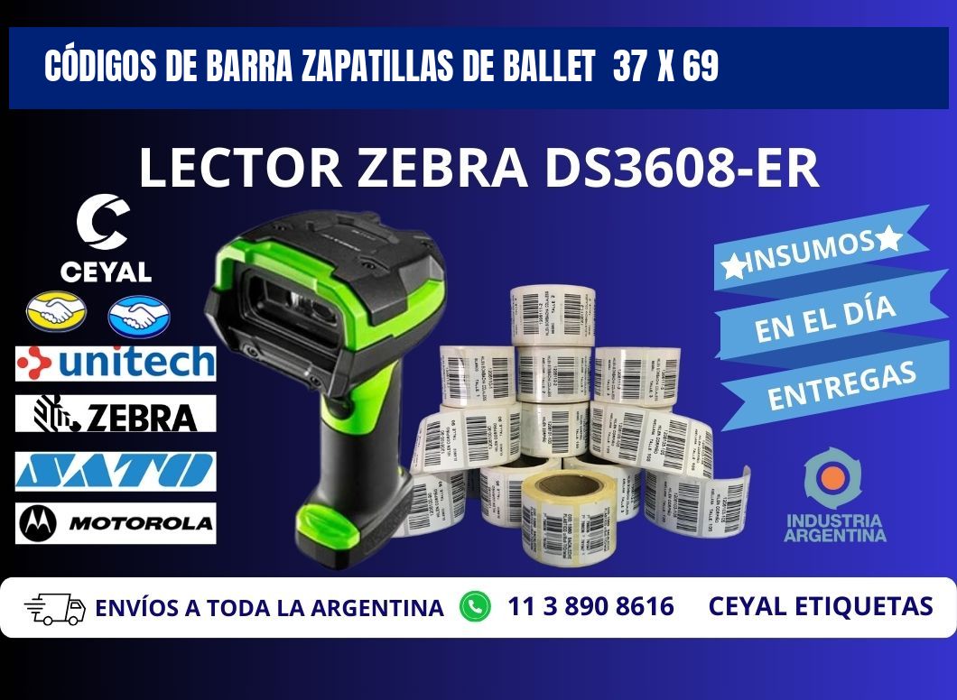 CÓDIGOS DE BARRA ZAPATILLAS DE BALLET  37 x 69