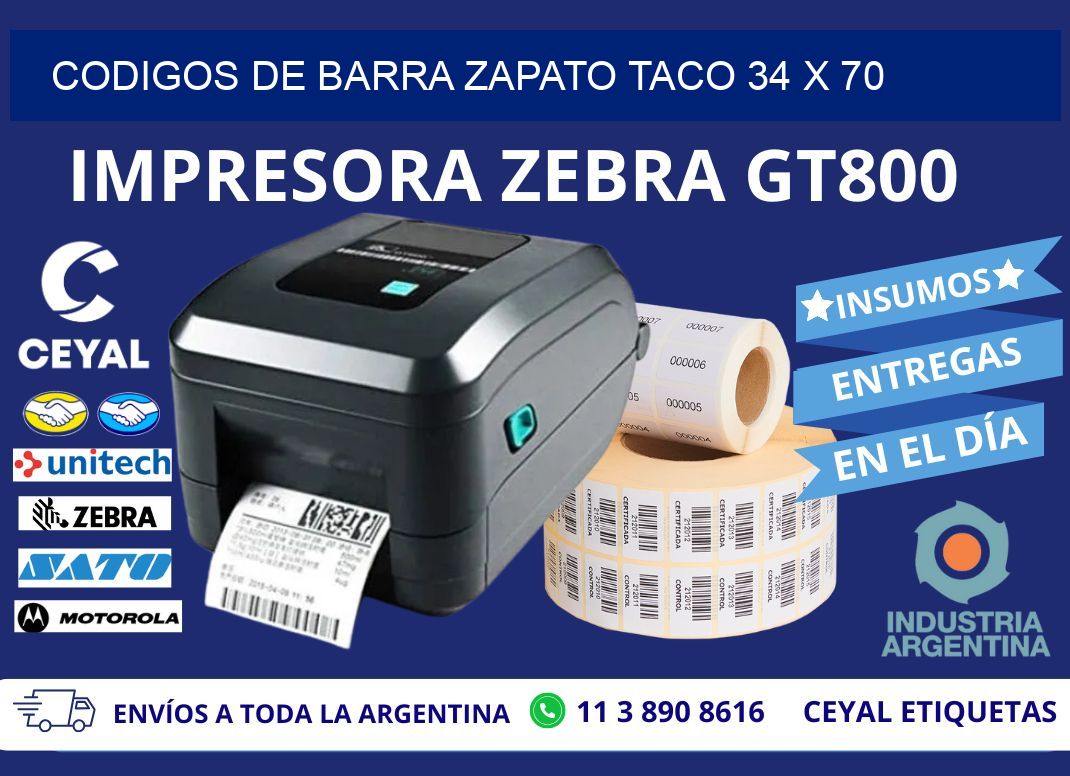 CODIGOS DE BARRA ZAPATO TACO 34 x 70