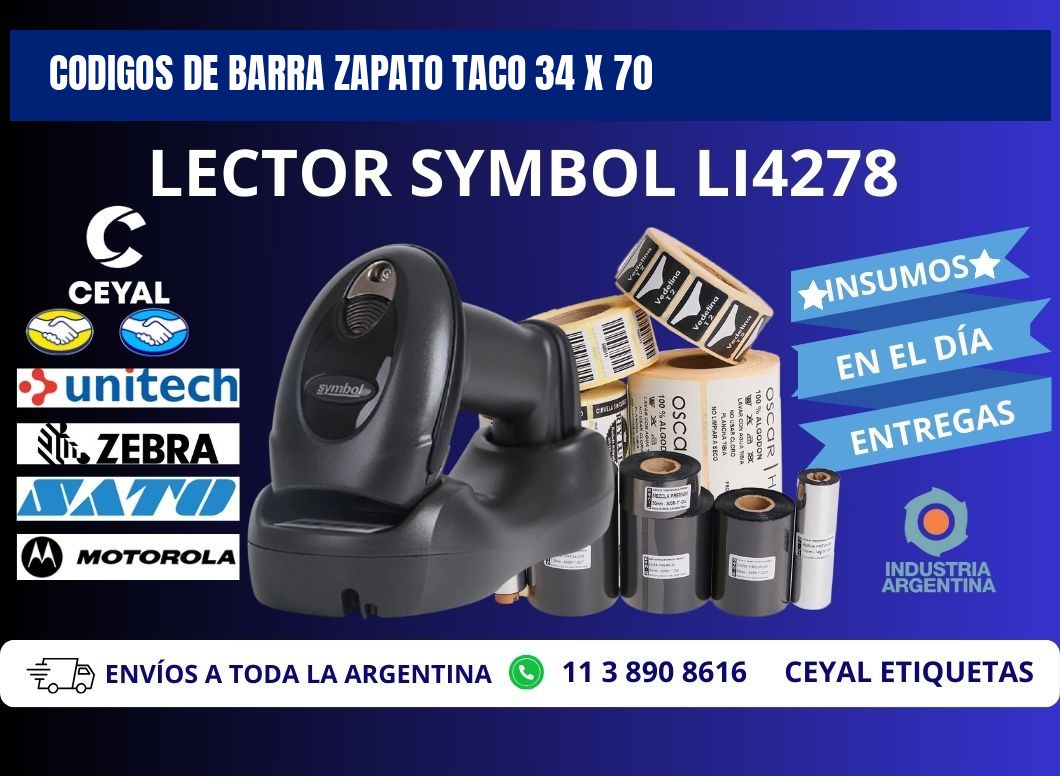 CODIGOS DE BARRA ZAPATO TACO 34 x 70