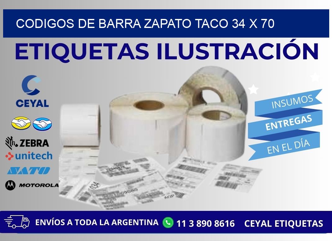 CODIGOS DE BARRA ZAPATO TACO 34 x 70