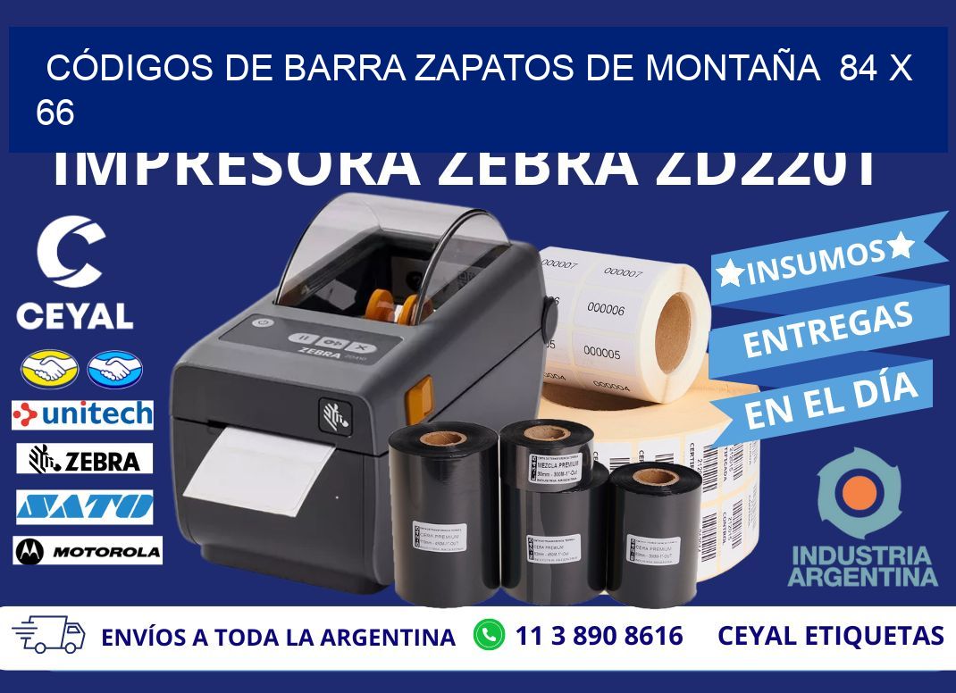 CÓDIGOS DE BARRA ZAPATOS DE MONTAÑA  84 x 66