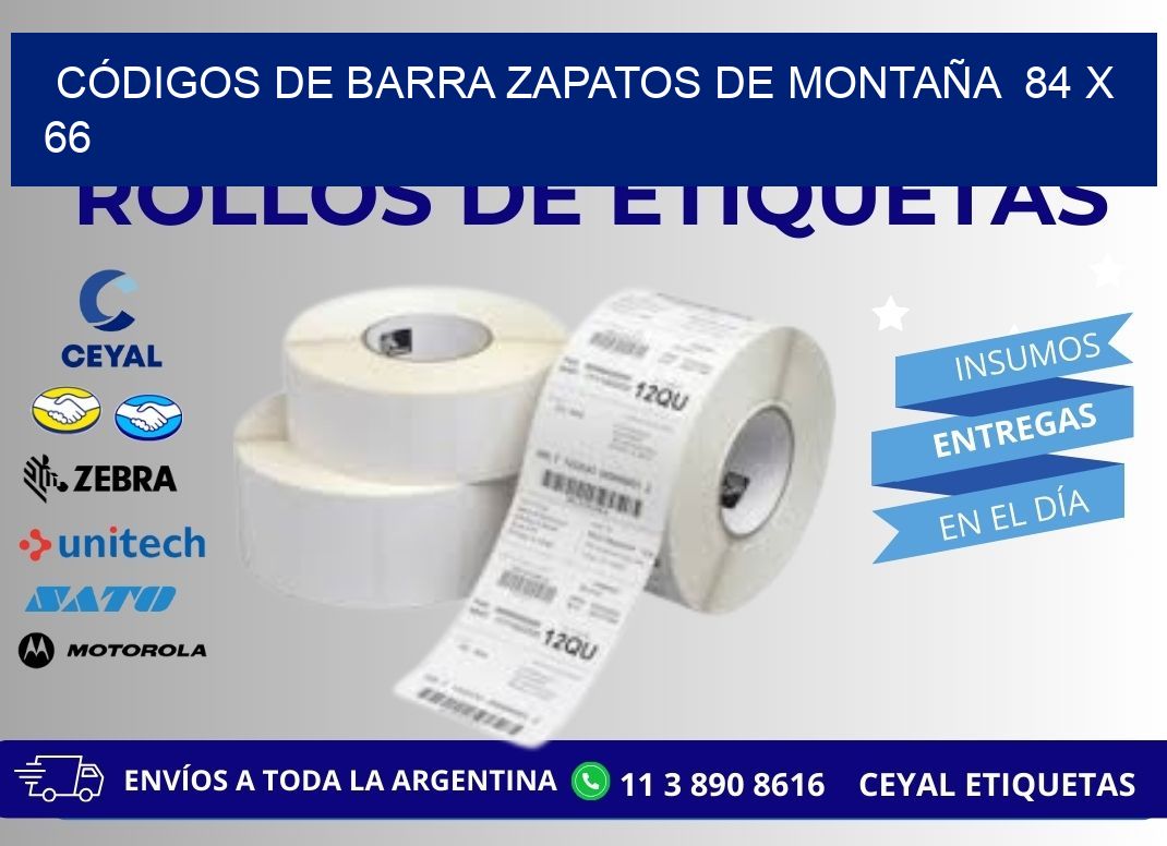 CÓDIGOS DE BARRA ZAPATOS DE MONTAÑA  84 x 66