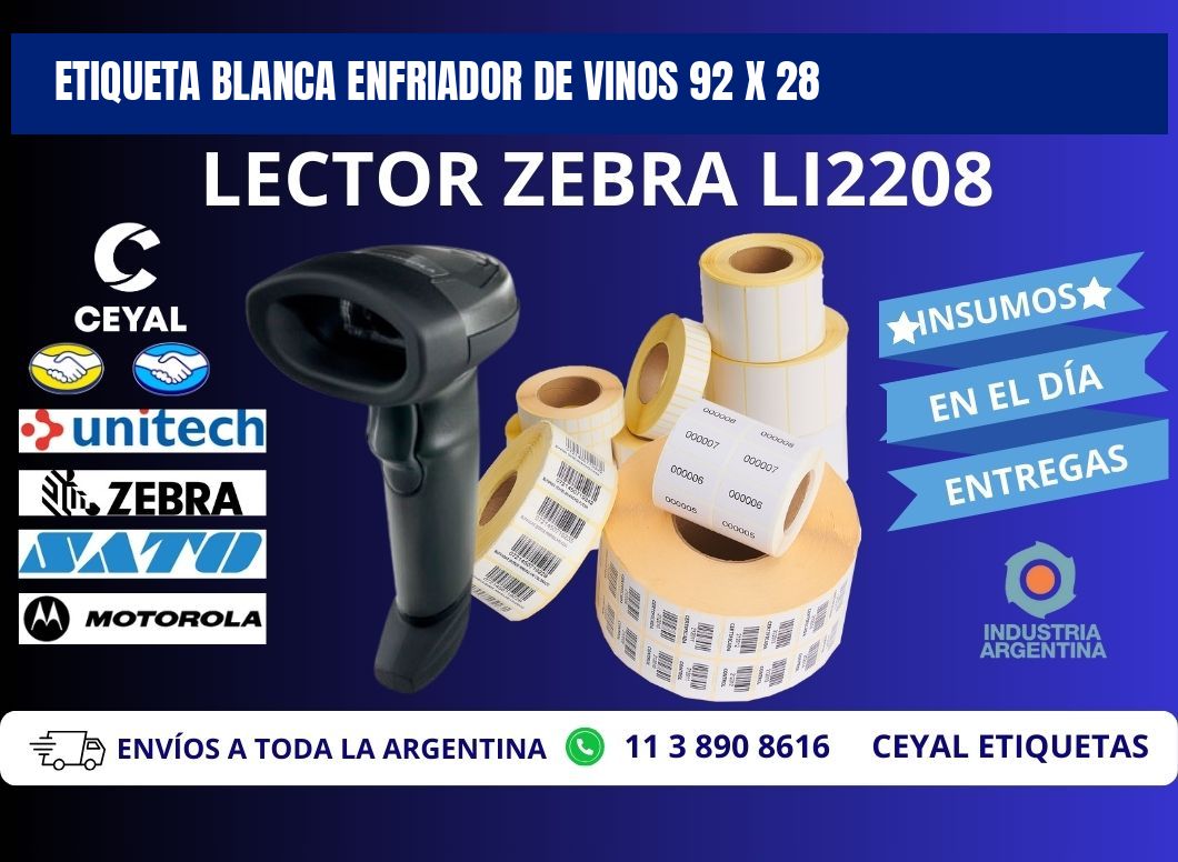 ETIQUETA BLANCA ENFRIADOR DE VINOS 92 x 28
