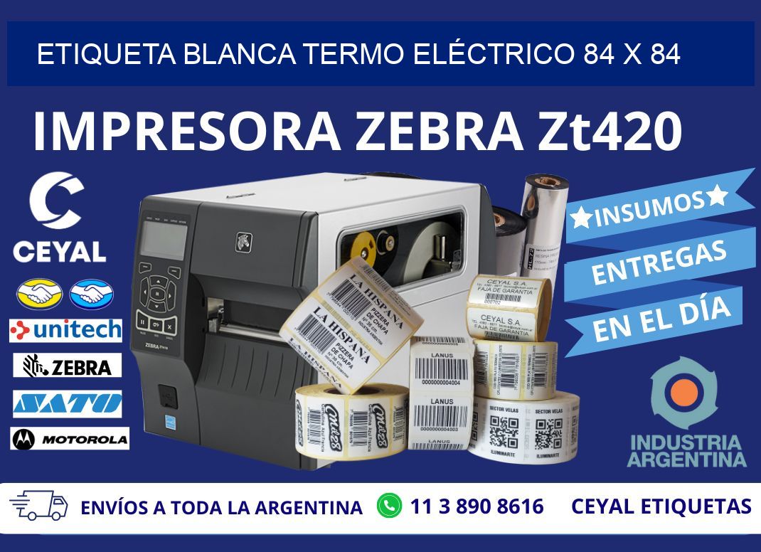 ETIQUETA BLANCA TERMO ELÉCTRICO 84 x 84
