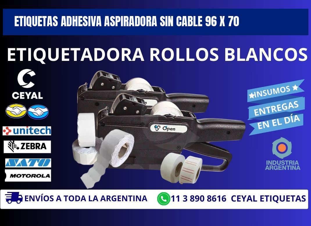 ETIQUETAS ADHESIVA ASPIRADORA SIN CABLE 96 x 70