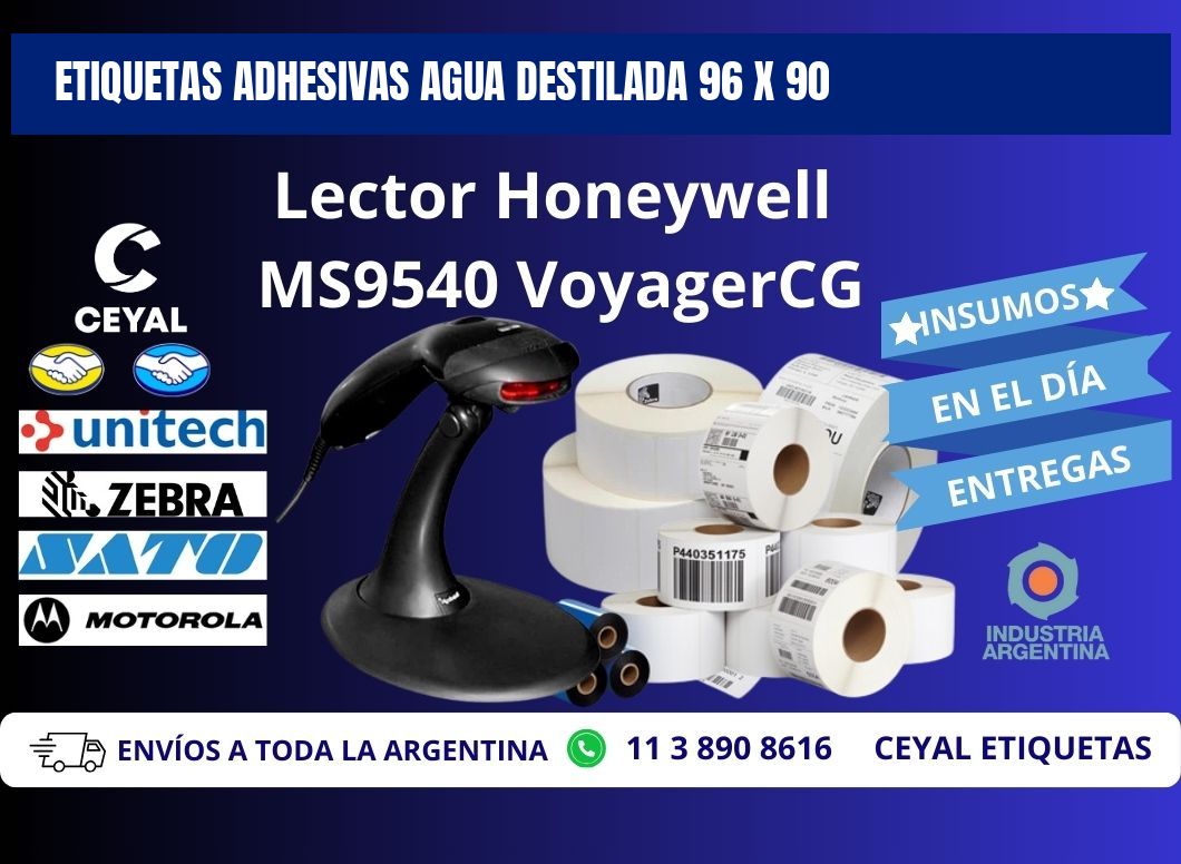 ETIQUETAS ADHESIVAS AGUA DESTILADA 96 x 90