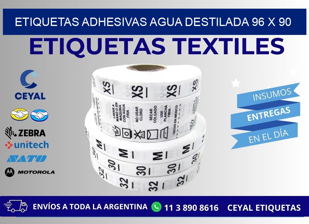 ETIQUETAS ADHESIVAS AGUA DESTILADA 96 x 90