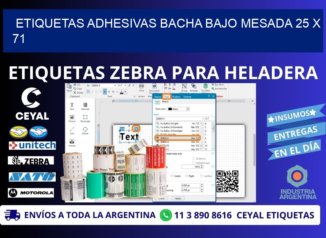 ETIQUETAS ADHESIVAS BACHA BAJO MESADA 25 x 71