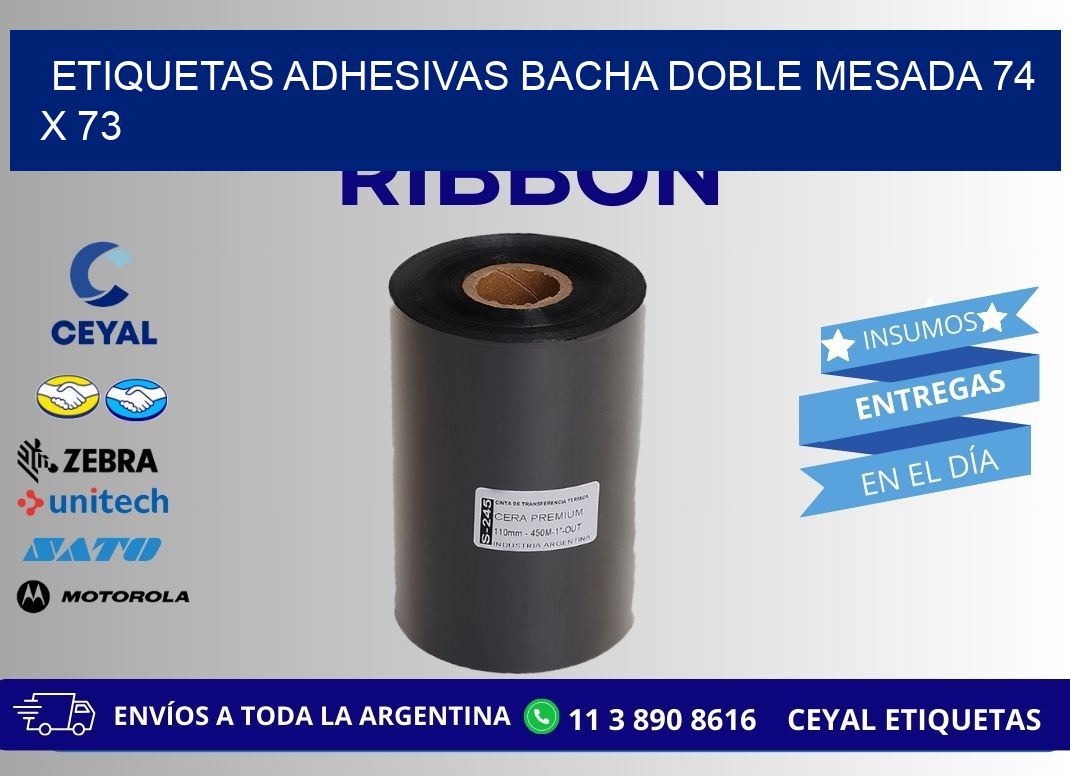 ETIQUETAS ADHESIVAS BACHA DOBLE MESADA 74 x 73