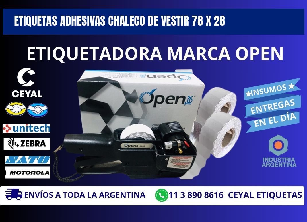 ETIQUETAS ADHESIVAS CHALECO DE VESTIR 78 x 28