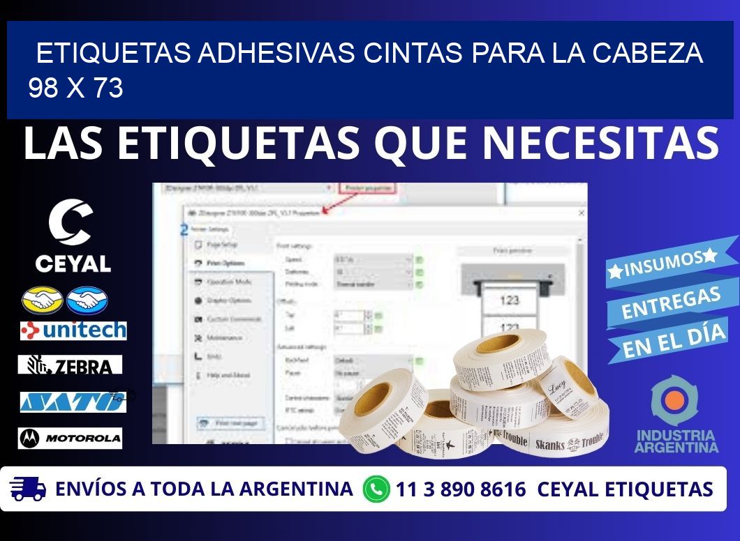 ETIQUETAS ADHESIVAS CINTAS PARA LA CABEZA 98 x 73