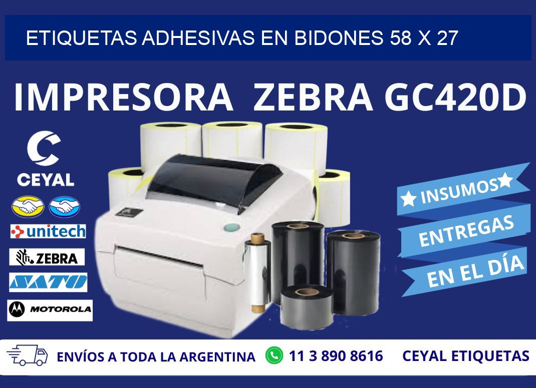 ETIQUETAS ADHESIVAS EN BIDONES 58 x 27
