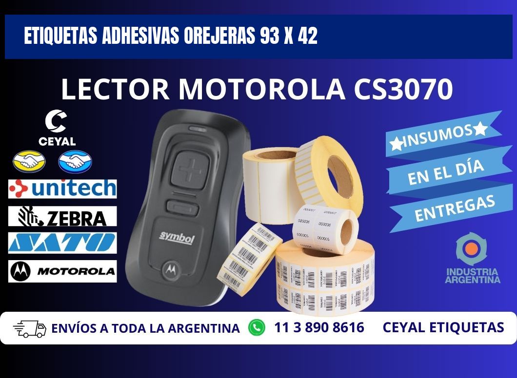 ETIQUETAS ADHESIVAS OREJERAS 93 x 42