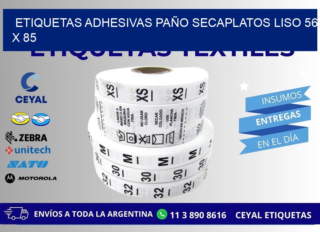 ETIQUETAS ADHESIVAS PAÑO SECAPLATOS LISO 56 x 85