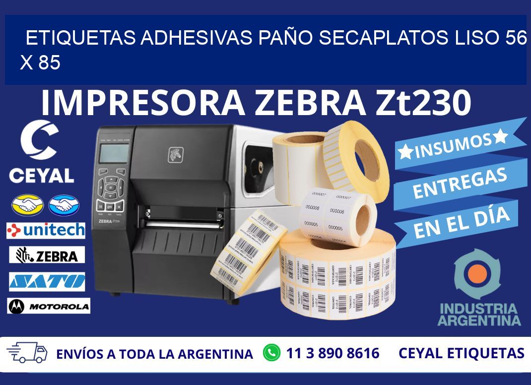 ETIQUETAS ADHESIVAS PAÑO SECAPLATOS LISO 56 x 85