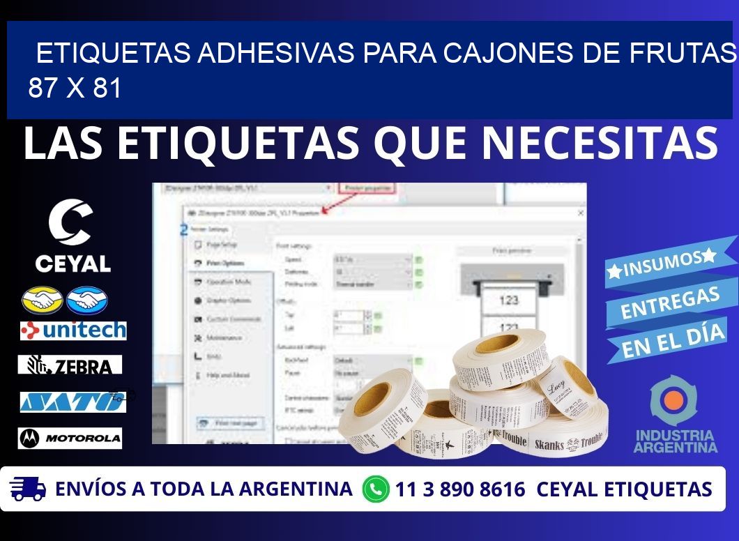 ETIQUETAS ADHESIVAS PARA CAJONES DE FRUTAS 87 x 81
