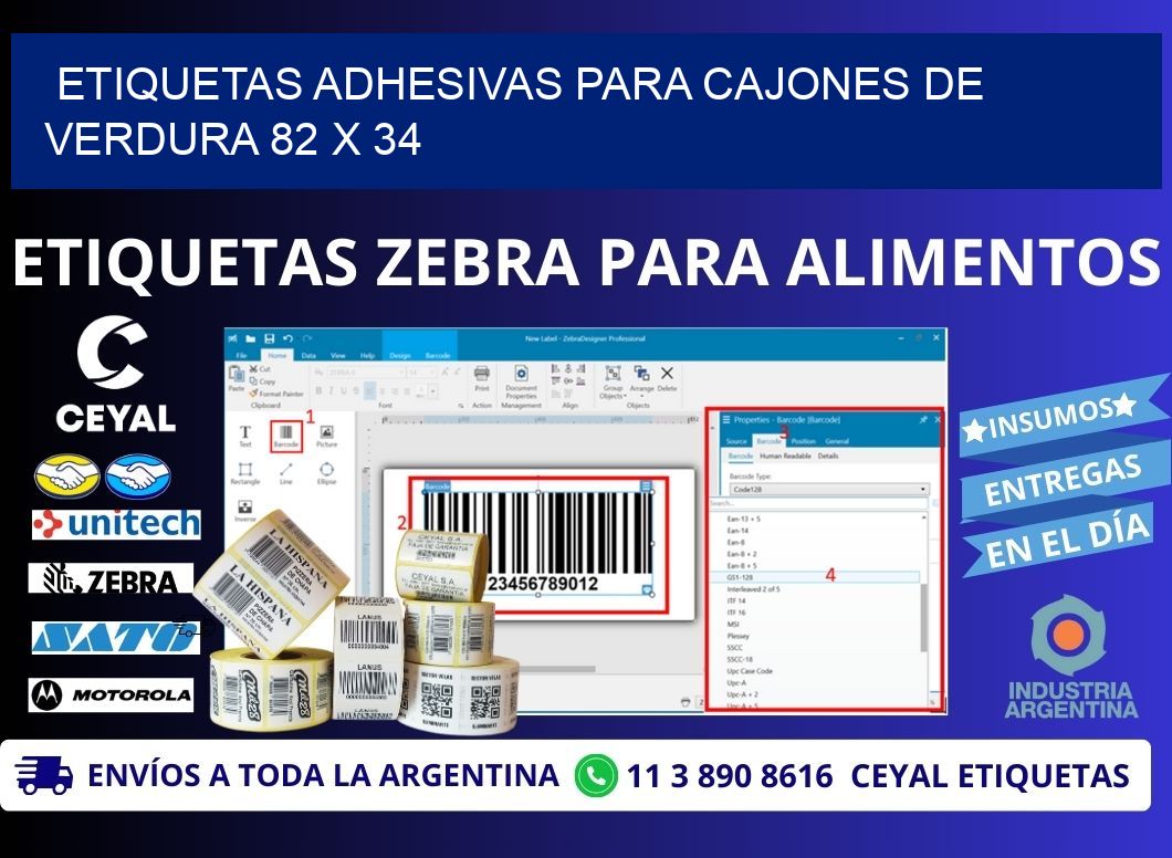 ETIQUETAS ADHESIVAS PARA CAJONES DE VERDURA 82 x 34
