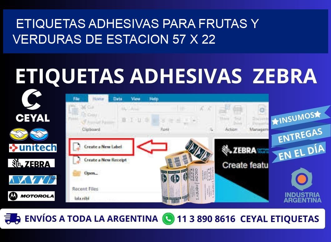 ETIQUETAS ADHESIVAS PARA FRUTAS Y VERDURAS DE ESTACION 57 x 22