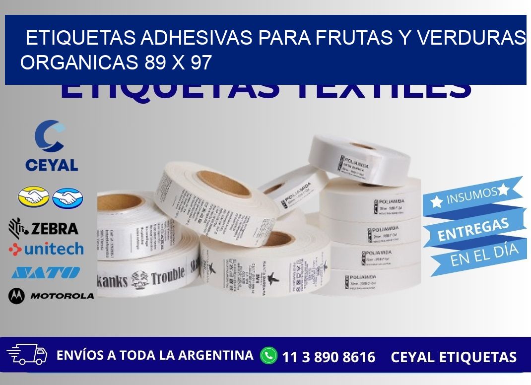ETIQUETAS ADHESIVAS PARA FRUTAS Y VERDURAS ORGANICAS 89 x 97