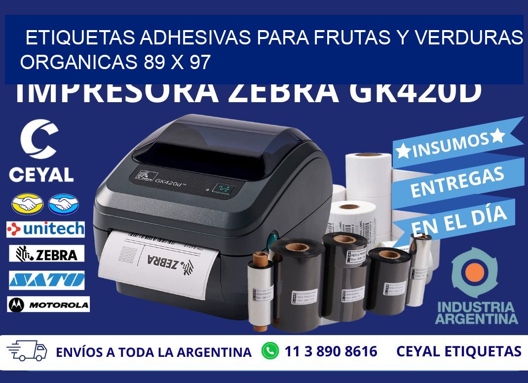 ETIQUETAS ADHESIVAS PARA FRUTAS Y VERDURAS ORGANICAS 89 x 97