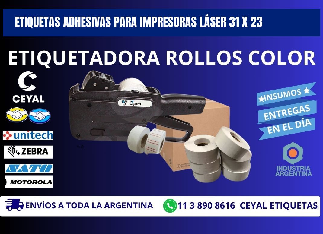 ETIQUETAS ADHESIVAS PARA IMPRESORAS LÁSER 31 x 23