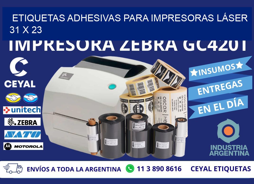 ETIQUETAS ADHESIVAS PARA IMPRESORAS LÁSER 31 x 23