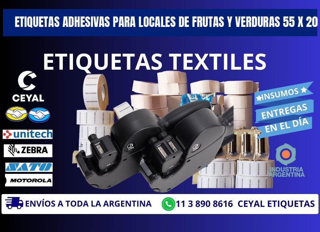 ETIQUETAS ADHESIVAS PARA LOCALES DE FRUTAS Y VERDURAS 55 x 20