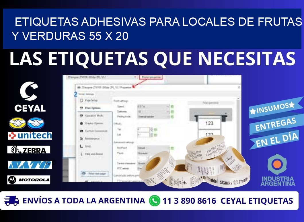 ETIQUETAS ADHESIVAS PARA LOCALES DE FRUTAS Y VERDURAS 55 x 20