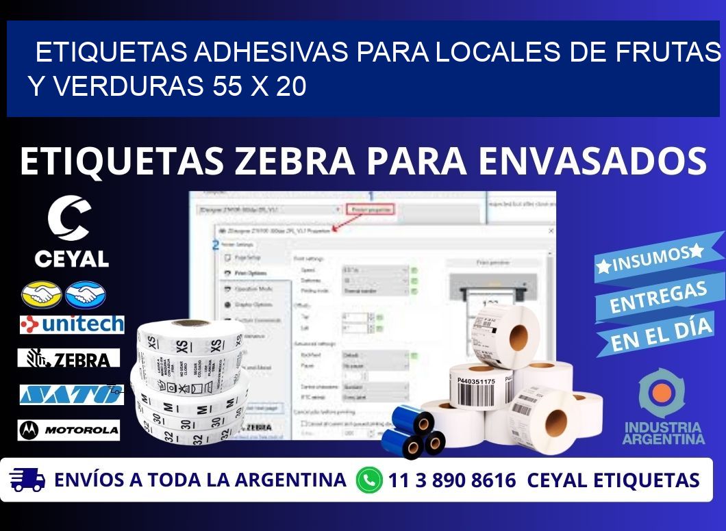 ETIQUETAS ADHESIVAS PARA LOCALES DE FRUTAS Y VERDURAS 55 x 20