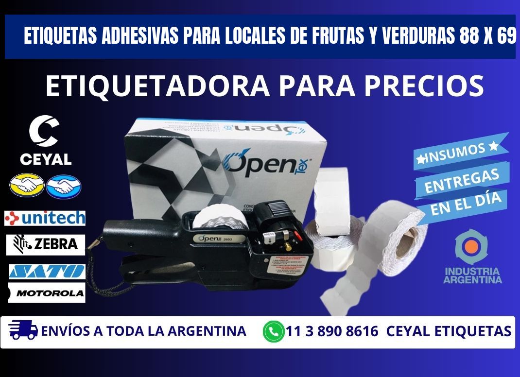 ETIQUETAS ADHESIVAS PARA LOCALES DE FRUTAS Y VERDURAS 88 x 69