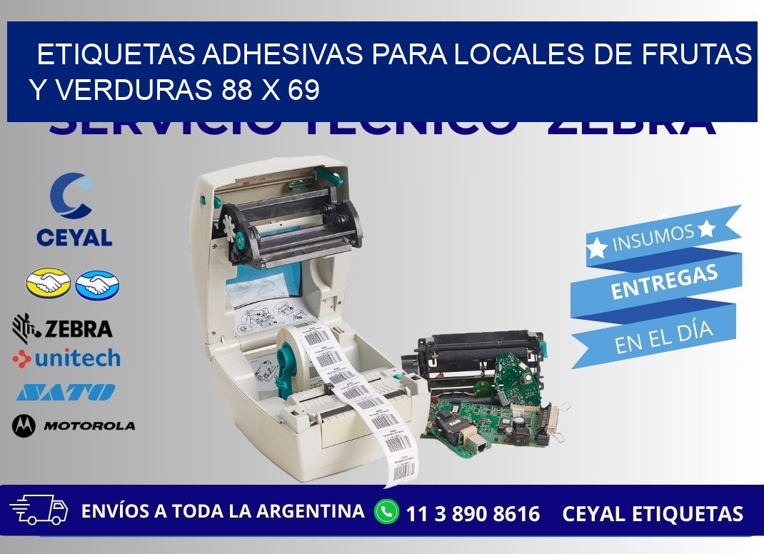 ETIQUETAS ADHESIVAS PARA LOCALES DE FRUTAS Y VERDURAS 88 x 69