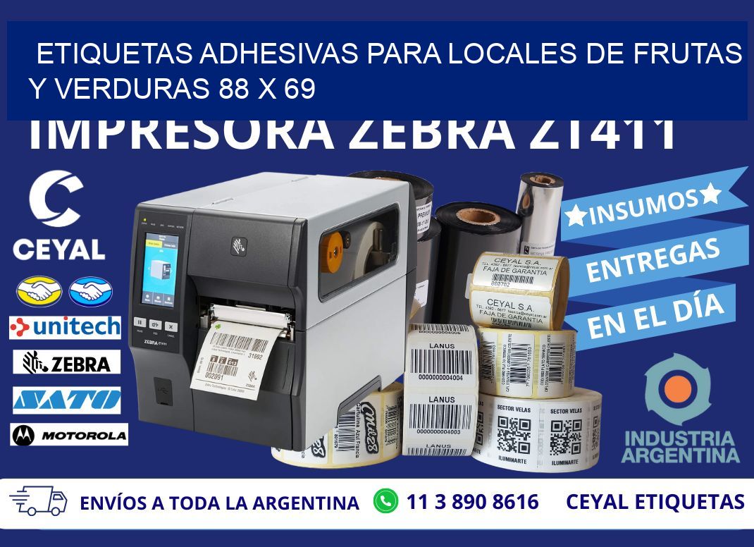 ETIQUETAS ADHESIVAS PARA LOCALES DE FRUTAS Y VERDURAS 88 x 69