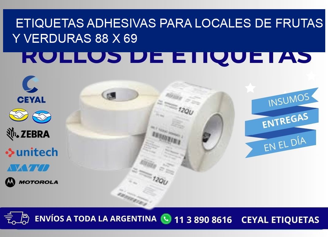 ETIQUETAS ADHESIVAS PARA LOCALES DE FRUTAS Y VERDURAS 88 x 69