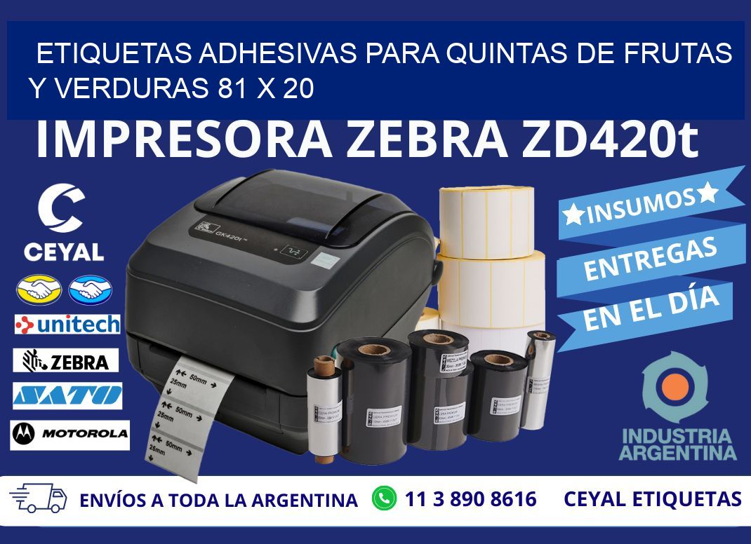 ETIQUETAS ADHESIVAS PARA QUINTAS DE FRUTAS Y VERDURAS 81 x 20