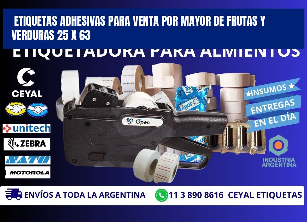 ETIQUETAS ADHESIVAS PARA VENTA POR MAYOR DE FRUTAS Y VERDURAS 25 x 63
