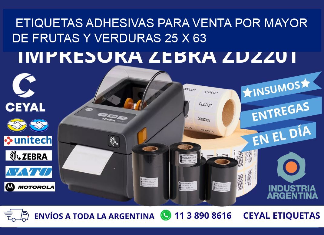 ETIQUETAS ADHESIVAS PARA VENTA POR MAYOR DE FRUTAS Y VERDURAS 25 x 63