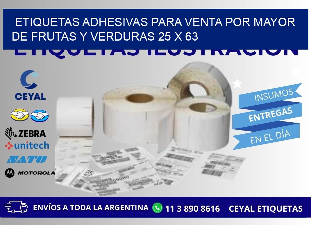 ETIQUETAS ADHESIVAS PARA VENTA POR MAYOR DE FRUTAS Y VERDURAS 25 x 63