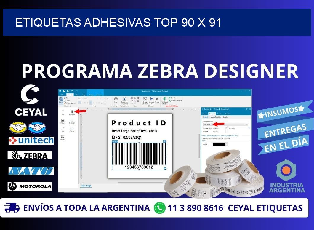 ETIQUETAS ADHESIVAS TOP 90 x 91