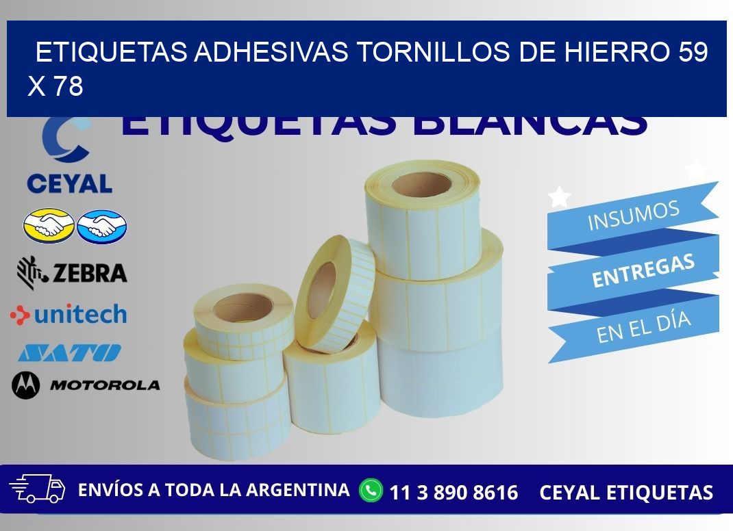 ETIQUETAS ADHESIVAS TORNILLOS DE HIERRO 59 x 78