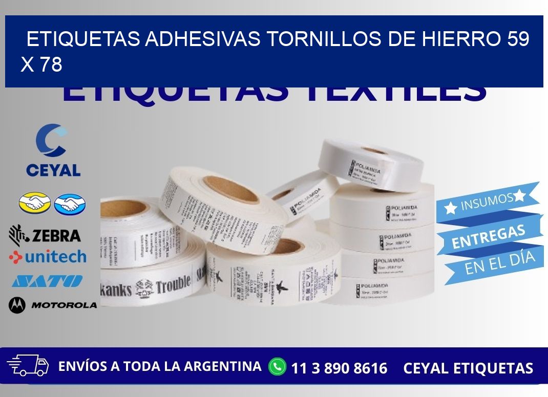 ETIQUETAS ADHESIVAS TORNILLOS DE HIERRO 59 x 78