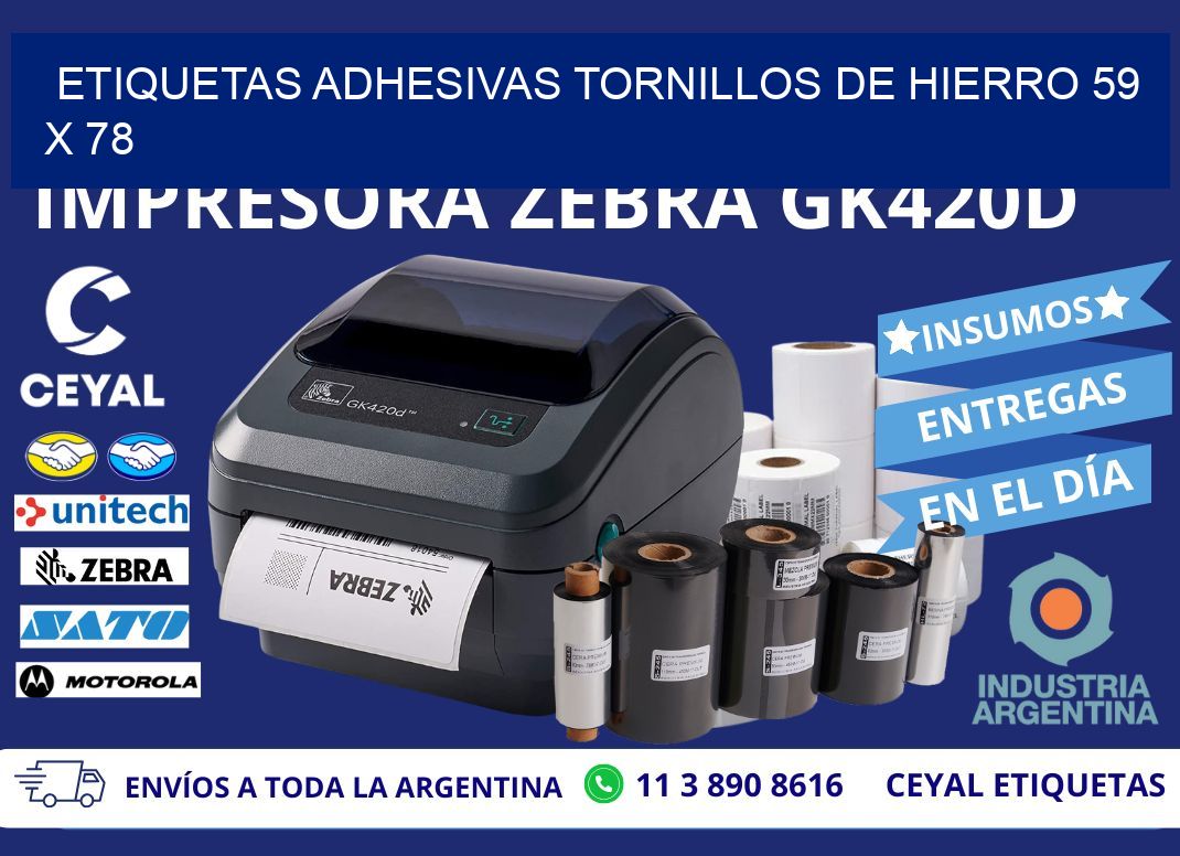 ETIQUETAS ADHESIVAS TORNILLOS DE HIERRO 59 x 78